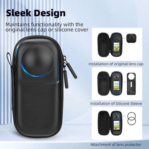 Carrying Case for Insta 360 X4 (for Original Lens Cap), Portable Small Storage Bag Protective Cover Hard Shell Travel Protector with Wrist Strap C...