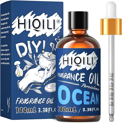 HIQILI Ocean Fragrance Oil 100ml for Diffuser Car Freshies, Clean Fresh Scent for Candle Making Soap Laundry 3.38 Fl Oz...