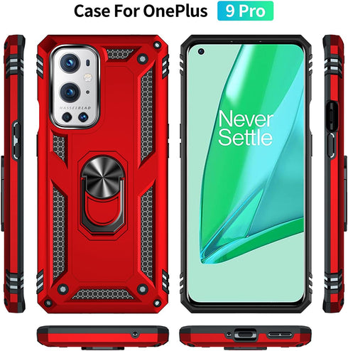 Military Grade Drop Impact for Oneplus 9 Pro Case Oneplus 9 Pro 5G Case 360 Metal Rotating Ring Kickstand Holder Armor Heavy Duty Shockproof for O...
