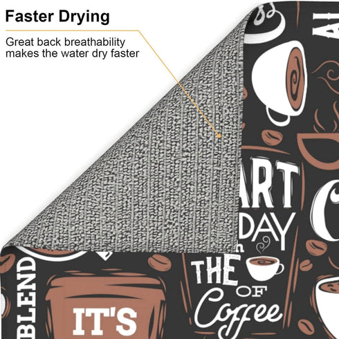 Dark Brown Dish Drying Mat Coffee Cup Pad For Kitchen Mats Coffee Pot Maker Mat For Countertops 16 X 18 Inch...