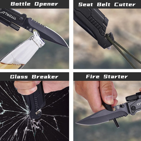 Gifts for Men Dad Him Father's Day, Anniversary Birthday Gifts ideas, Engraved Pocket Knife, Unique Camping Hiking Fishing Present, 7 in 1 Multito...
