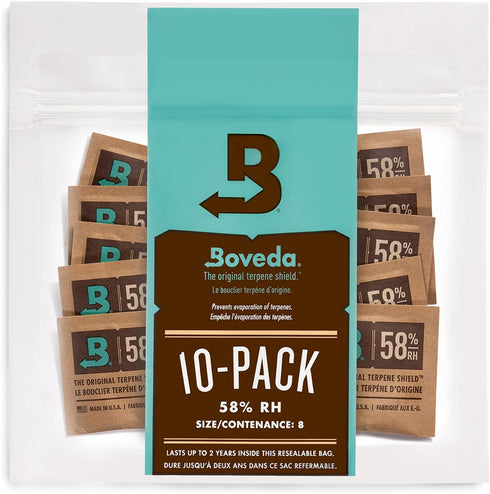 Boveda 58% Two-Way Humidity Control Packs For Storing 1 oz – Size 8 – 10 Pack – Moisture Absorbers for Small Storage Containers – Humidifier Packs...