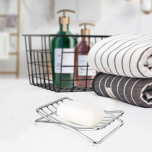 Soap Dish Stainless Steel Bar Soap Holder for Shower Bathroom, Self-draining Soap Dishes Sponge Holder for Kitchen Sink, Easy Cleaning Quick Dry(w...