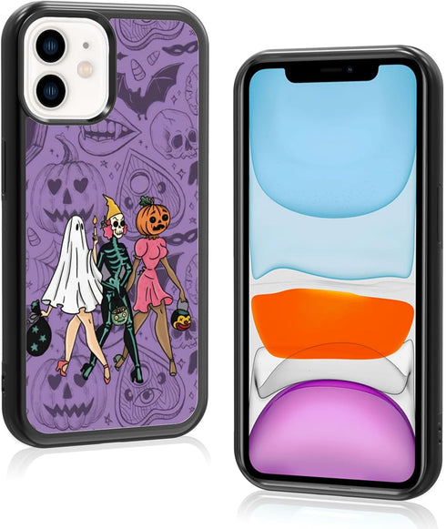 Halloween Women Spooky Ghost Phone Case Fit for iPhone 11, TPU Shockproof Protective iphone Case Eyeball Bat Bones Phone Cover Gift for Boy Girl M...