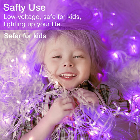 JMEXSUSS Purple Halloween Lights Clear Wire, 66ft 200 LED Purple String Lights Indoor Outdoor Waterproof, Purple Christmas Lights Plug in for Chri...
