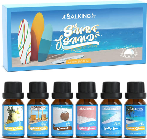 SALKING Surf & Sand Fragrance Oils, Premium Essential Oil for Diffuser, Scented Oil Gift Set for Soap Candle Making - Ocean Breeze, Salty Sea, Pin...