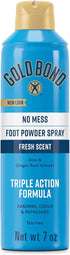 Gold Bond No Mess Talc-Free Foot Powder Spray, 7 oz., Fresh Scent, With a Triple Action Formula...
