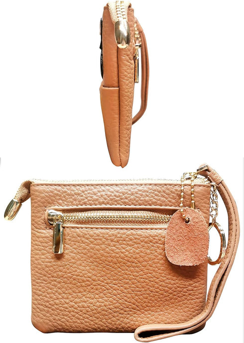 Fox Pattern Leather Coin Purse Keychain Change Pouch Wallet with Zippered(brown)...