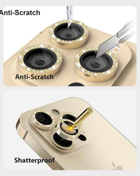for iPhone 14 Pro and iPhone 14 Pro Max Camera Lens Protector Bling Glitter Glass Camera Screen Cover Easy Installation for iPhone 14 Pro Max and ...