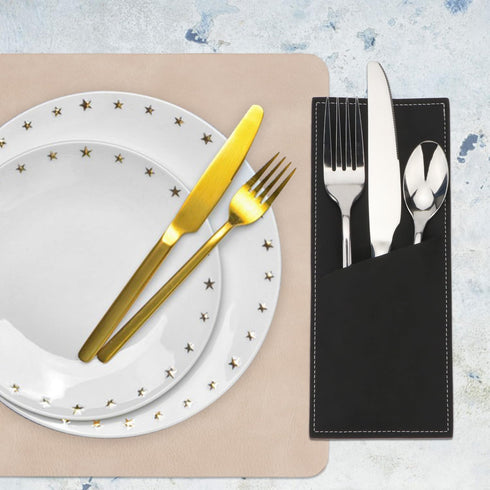 Leather Cutlery Sleeve Utensil Holders Pouch Bags Knife and Fork Silverware Sleeves for Mother's Day Valentine's Day Table Decorations 2 Pcs(Black...