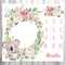 Baby Memory Blanket, Koala Cute Animal Flowers Newborn Baby Monthly Milestone Blanket for Girls Princess Baby Age Blanket, 48x40 Inch Nurse Receiv...