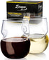 Dragon Glassware Stemless Wine Glasses - 16 oz Clear Short Wine Glasses Set of 2 with Finger Indentations - Aerates Naturally...