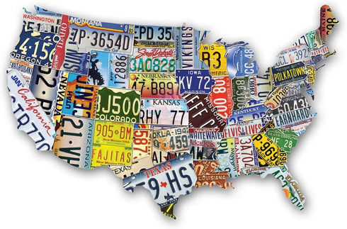 USA License Plate Map 1000 Piece Jigsaw Puzzle in the Shape of the US - 31 inches long - Cool Wall Art...