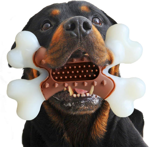 Beef Flavor Durable Nylon Bone Dog Toy for Medium and Large Breeds (Brown)...