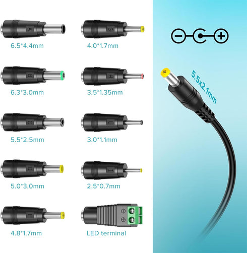 POWSEED Universal AC Adapter 45W 5V 6V 7.5V 9V 12V 13.5V 15V DC Power Supply 1A 2A 3A for Household Electronics Routers CCTV IP Cameras Speaker LE...