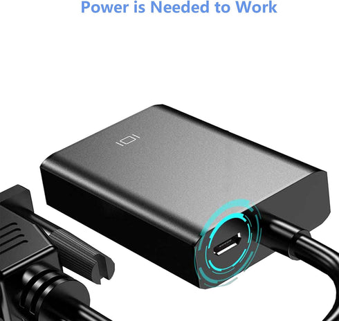 VGA to HDMI Adapter for Connecting Traditional VGA Interface Laptop, PC to HDMI Monitor or Projector, 1080P VGA Male to HDMI Female Converter with...