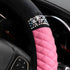 Bling Car Steering Wheel Cover, 15 Inch Rhinestones Soft Leather Elastic Steering Wheel Protector, Sparkly Crystal Diamond for Women Girls, Car In...