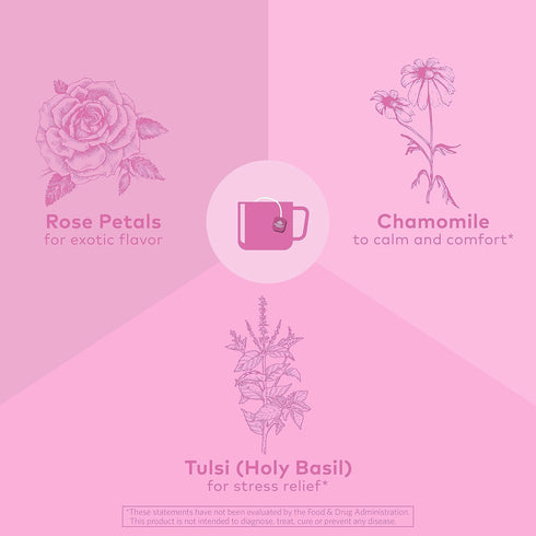ORGANIC INDIA Tulsi Sweet Rose Herbal Tea - Holy Basil Leaf, African Basil, Chamomilie, Lemon Myrtle, Stress Relieving, Immune Support, USDA Certi...