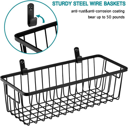 SheeChung Farmhouse Decor Metal Wire Bathroom Storage Organizer Basket Bins - for Cabinets, Shelves, Closets, Vanity Countertops, Under Sinks, Pan...