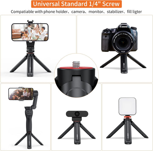 UURIG TP05 Extendable Mini Camera Tripod, Portable Selfie Stick Handle Grip Desktop Webcam Tripod with 1/4" Screw for DSLR Camera Webcam Phone Hol...