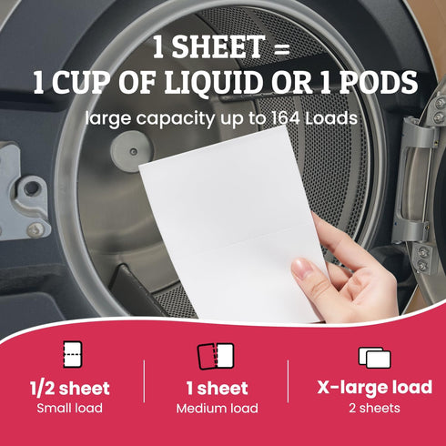 Laundry Detergent Sheets, Fresh Linen, 164 Loads, Eco Laundry Strip for Travel & Home - Plastic-Free Hypoallergenic LiquidLess Soap Strips, Plant-...