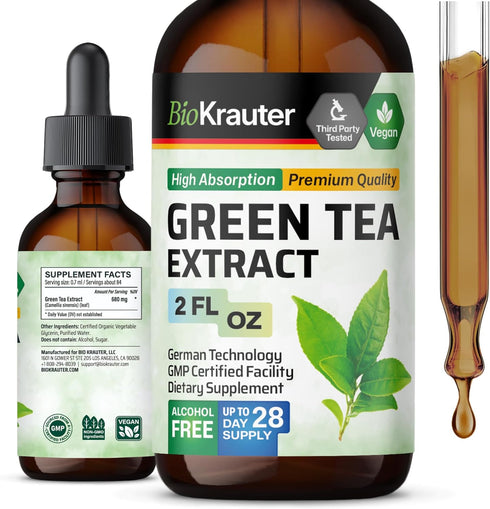 Green Tea Extract Tincture - Organic Green Tea Supplements with EGCG - Antioxidant Source - Immune Support Supplement - Alcohol and Sugar Free - V...