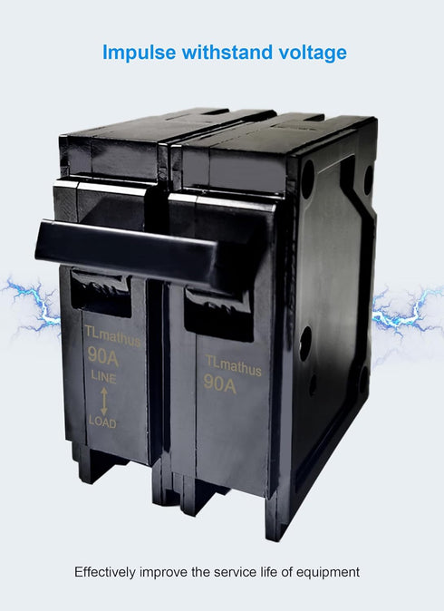 Q290 90-Amp Double Pole Type QP Circuit Breaker Plug-in Mount Standard MCB Thermal Magnetic Protection, 10KA 120/240V, Compatible with Siemens PL ...