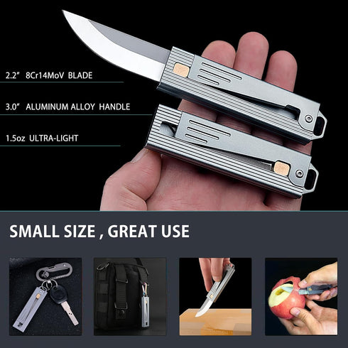 Small Pocket Knife, Cool key chain Knife With Aluminium Alloy Handle, Great Gift Folding edc Knife For Men women every day carry Outdoor Camping (...