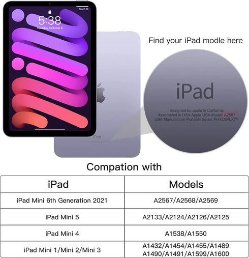 BRAECNstock iPad Mini 6 Case 8.3 inch 2021 with Screen Protector,Pencil Holder/360 Rotate Stand/Shoulder Strap,Shockproof Cover for Kids iPad Mini...