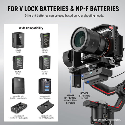 NEEWER Mini V Mount Battery Plate Compatible with DJI RS4 Pro RS3 Pro RS2 RSC2 Gimbal, Quick Release Anti Drop for V Lock & NP-F Battery Compatibl...