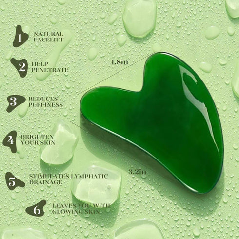 Facial Massage And Scraping Skin Care Tool And Neck Roller Set For Skin Care, Reducing Puffiness And Improving Facial Wrinkles (Green)...