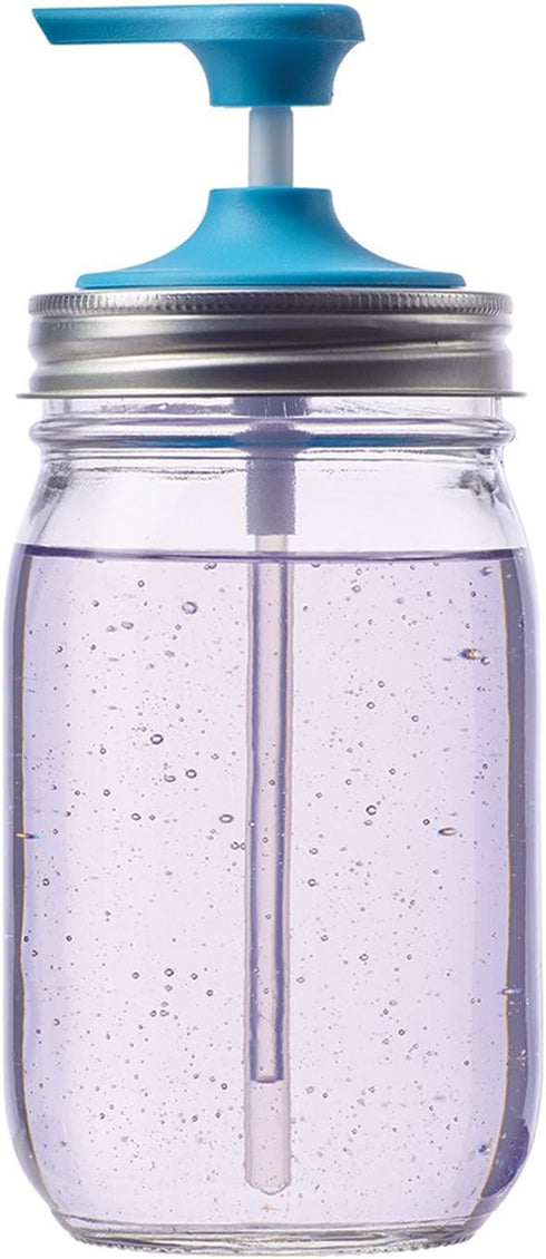 Jarware Soap Pump Lid for Regular Mouth Mason Jars, Blue...