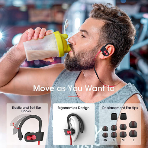 Bluetooth Headphones V5.0, Flame Running Headphones w/16 Hrs Playtime, Bass+ HD Stereo Wireless Sports Earphones w/IPX7 Waterproof Earbuds in Ear ...
