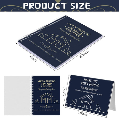 2 pieces Open House Visitor Register Guest Registry Sign Frosted Waterproof Cover with Thank You for Coming Tent Card for Real Estate Agent Suppli...