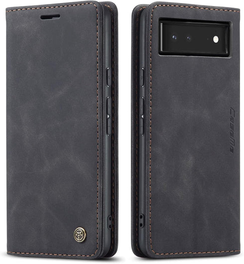 Kowauri for Google Pixel 6 Case,Leather Wallet Case Classic Design with Card Slot and Magnetic Closure Flip Fold Case for Google Pixel 6 2021 (Bla...
