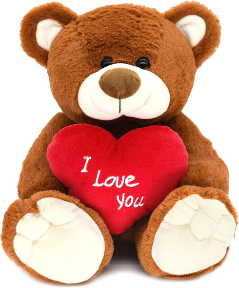 I Love You! 10'' Teddy Bear with Red Heart, Soft Plush Bear Doll Stuffed Animal Toys Valentines Day Decor Gifts for Her/Girlfriend Lover Mom Kids ...