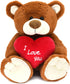 I Love You! 10'' Teddy Bear with Red Heart, Soft Plush Bear Doll Stuffed Animal Toys Valentines Day Decor Gifts for Her/Girlfriend Lover Mom Kids ...