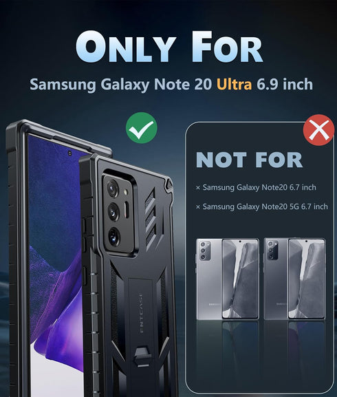 FNTCASE for Samsung Galaxy Note-20-Ultra Case: Military Grade Drop Proof Protection Phone Cover with Kickstand | Heavy Duty Shockproof Matte Textu...