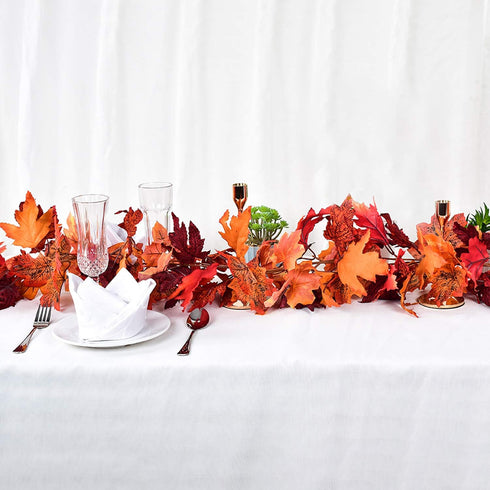 2 Pack Fall Maple Leaf Garland Artificial Maple Garland, Autumn Hanging Fall Leave Vines for Indoor Outdoor Wedding Thanksgiving Dinner Party Deco...