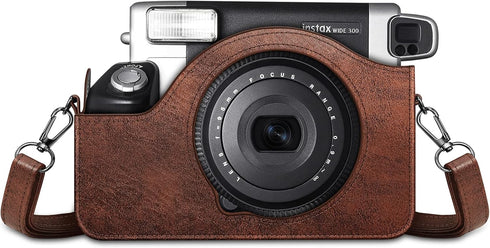 Fintie Protective Case for Fujifilm Instax Wide 300 Instant Film Camera - Premium Vegan Leather Bag Cover with Removable Strap, Vintage Brown...