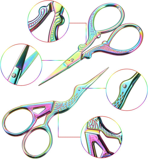3-Piece Stork Stainless Steel Crane Design Sewing Scissors - Embroidery, Tailor & Dressmaker Shears for Sewing, Craft & Everyday Use...