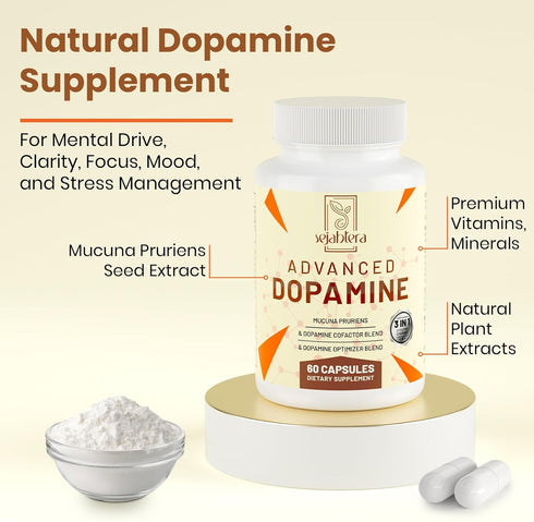 Dopamine Supplement-Mucuna Pruriens Seed Extract,Premium Vitamins, Minerals, and Natural Plant Extracts for Mental Drive, Clarity, Focus-60 Capsul...