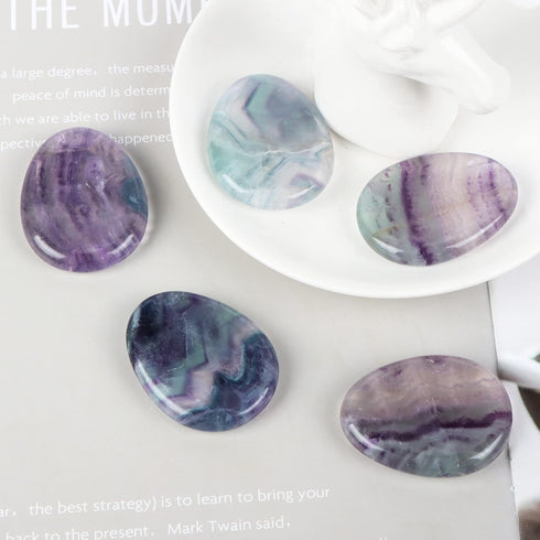 Artistone Rainbow Fluorite Crystal Chakra Thumb Worry Stone Teardrop Reiki Healing Stone Pocket Palm Stones for Anxiety Stress Relief Meditation T...