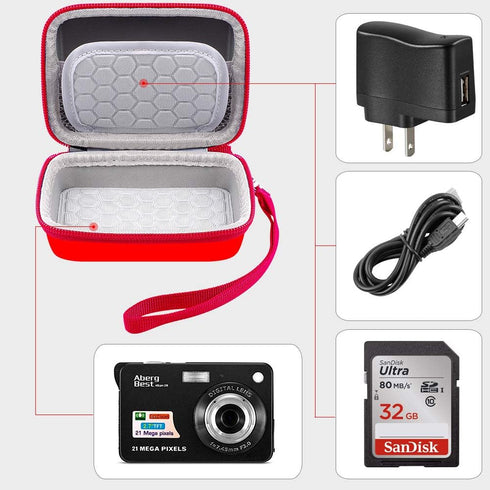 Carrying & Protective Case for Digital Camera, AbergBest 21 Mega Pixels 2.7" LCD Rechargeable HD/Kodak Pixpro/Canon PowerShot ELPH 180/190 / Sony ...