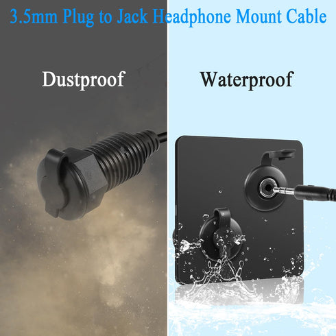 QIANRENON 3.5mm TRS Threaded Fixed Waterproof Cable 1/8 Male to Female Embedded Mount Stereo Adapter 3.5mm Plug to Jack Headphone Mount Cable, for...