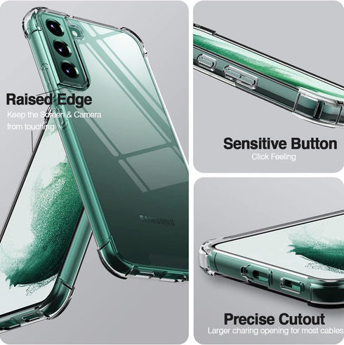 KIOMY Case for Samsung Galaxy S22 5G Shockproof Bumper Protective Cover with Airbags Corners Hybrid Design Hard PC Back with Flexible TPU Frame Cl...