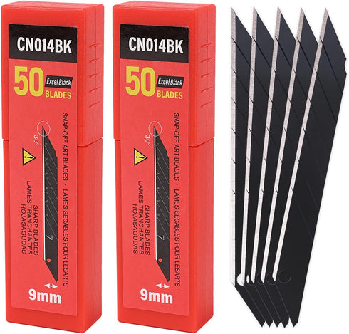 Gomake 9mm Utility Knife Replacement Blades,30 Degree Snap Off Carbon Steel Blades for Retractable Cutting Knives, Hobby, Craft Knife, Box Cutter ...