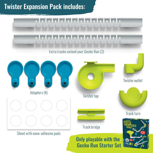 Gecko Run Marble Run Twister Expansion Pack by Thames & Kosmos – Extra Stunt for Vertical Marble Run Starter Set; Fast, No-Mess Setup with Residue...