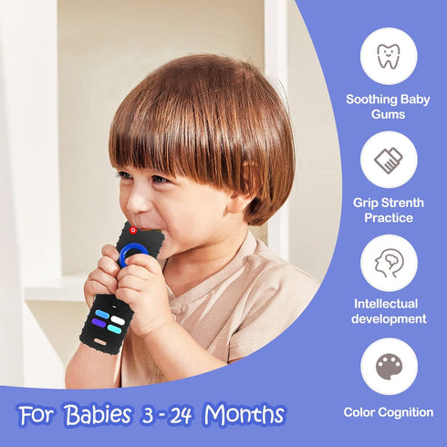 Baby Teething Toys,Reomte Teether Toys, Silicone Chew Toy for Babies 18+ Months, Remote Control Shape Teething Toys, Early Educational Toy BPA Fre...