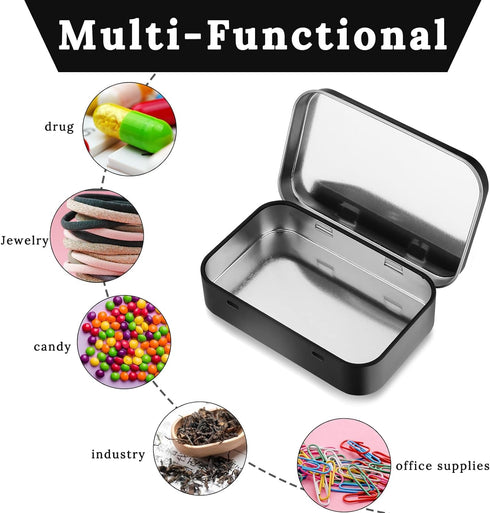 2 Pack Small Tin Box, Metal Rectangular Empty Hinged Tins Metal Tin Box with Lids Mini Portable Metal Box Container for Storage Candies Jewelry Cr...